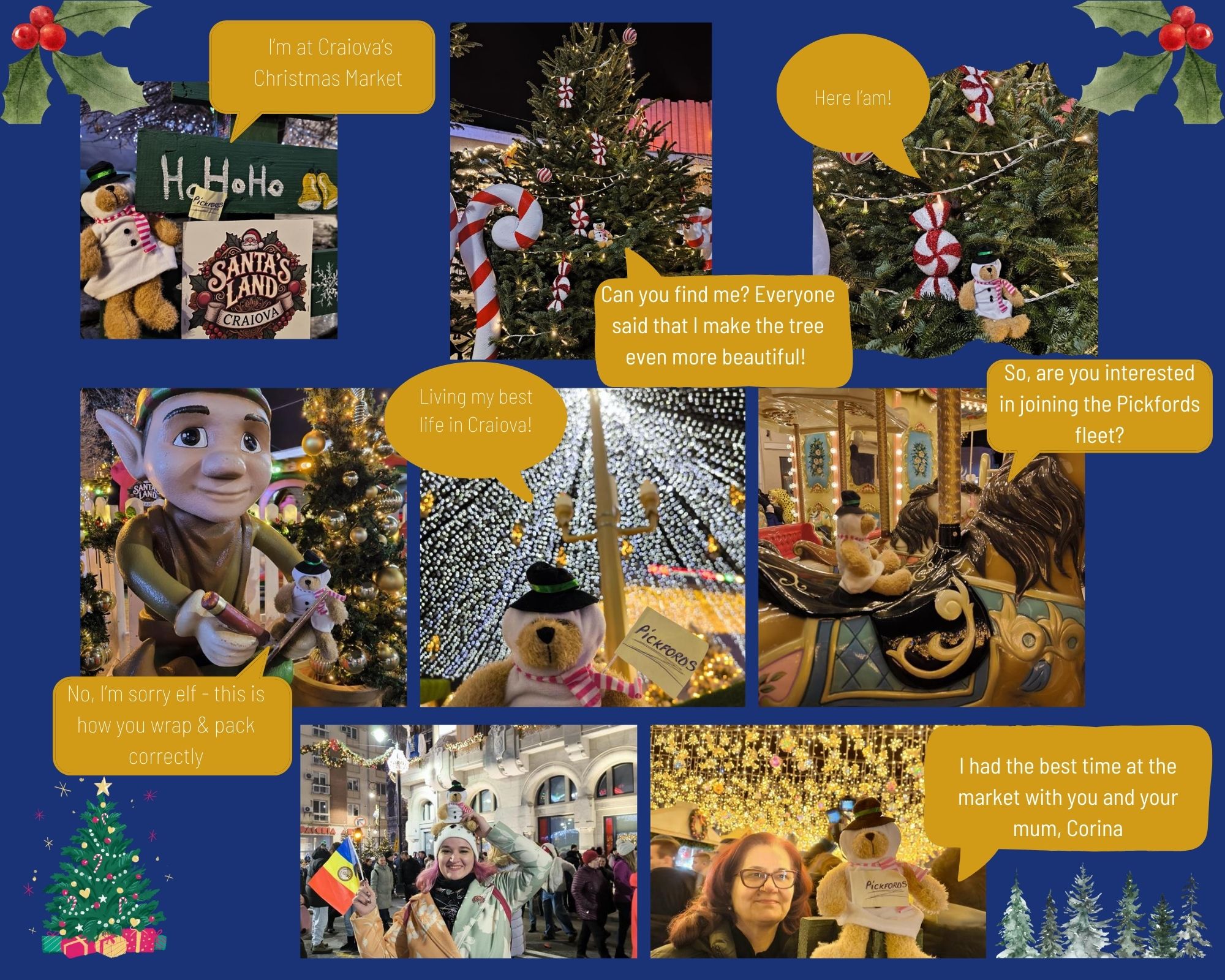 a comic series of pickford bear's adventures in various locations of pickford