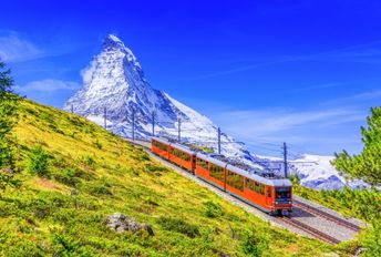 Swiss train in the mountains