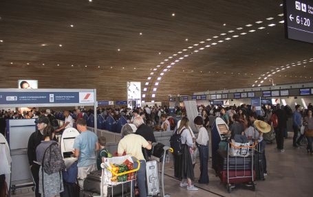 crowd at the airport at all sections round up for immigration