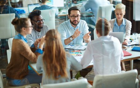 professionals having global mobility meeting