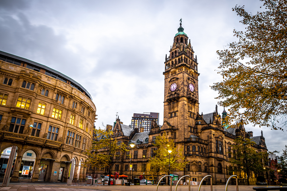 Pickfords removal van on a residential street in Sheffield