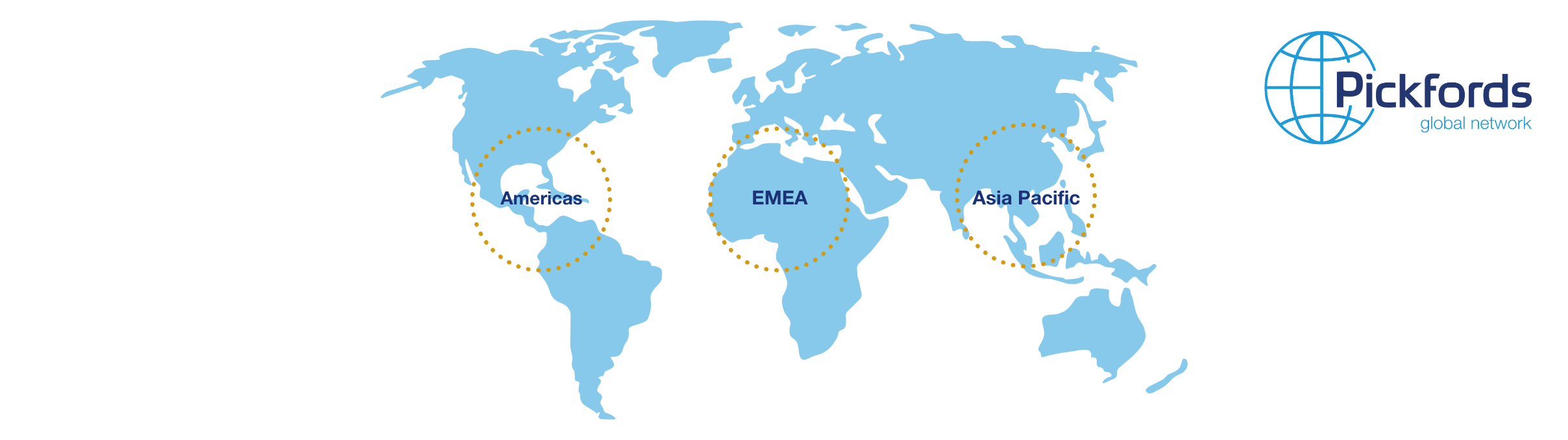 Map of Pickfords Relocation global hubs around the world