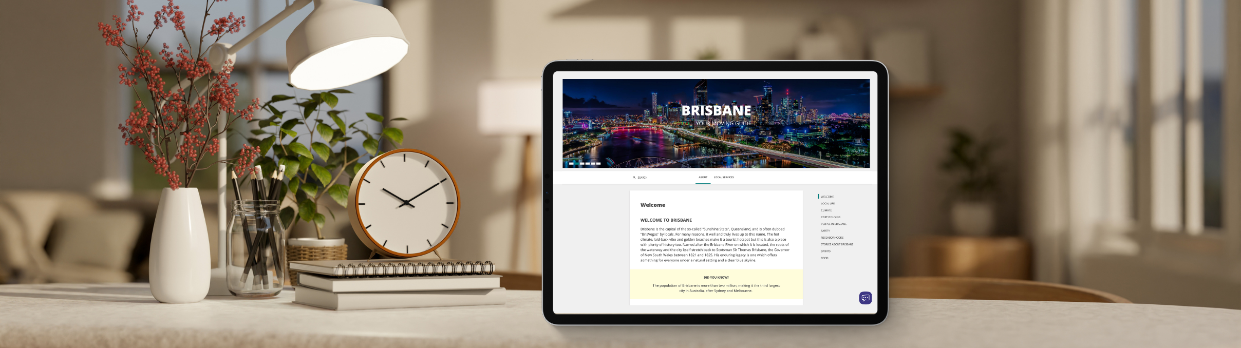 An image showing the Global Employee Hub&#39;s City Guide for an assignee relocating to Brisbane.