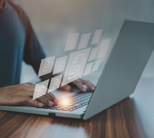 A HR professional uploading documents to Pickfords